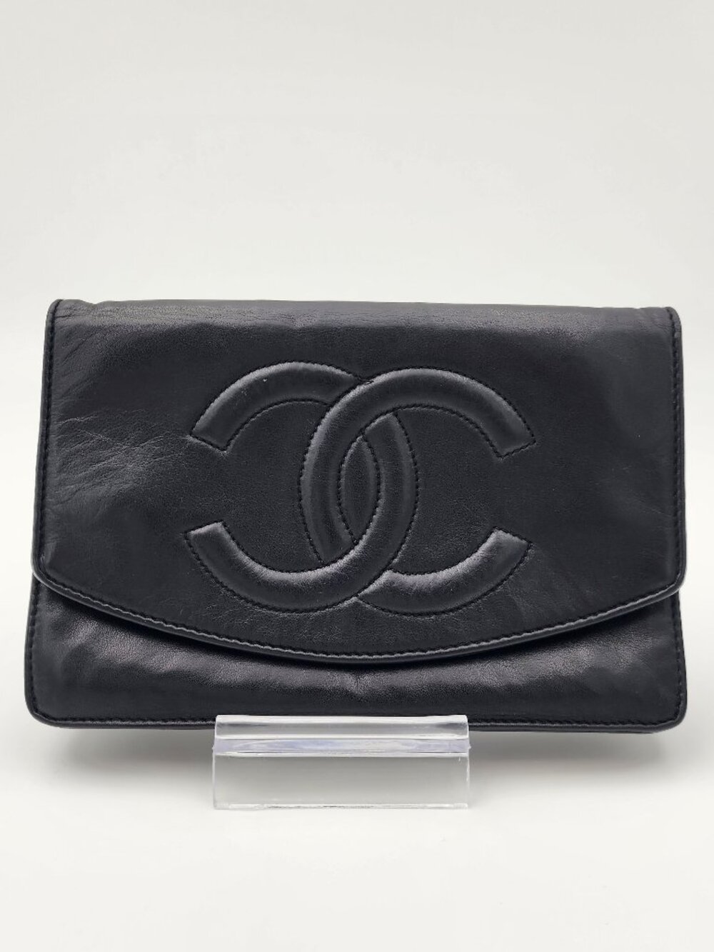 Chanel Vintage Series 3 WOC Leather Black Chain Link Shoulder Bag